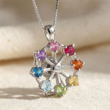 Spinning Ferris Wheel Necklace (Semi - Precious Gems) - Love Estella