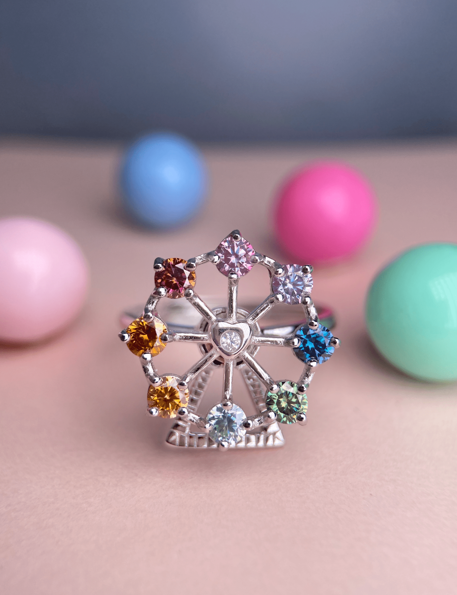 Spinning Ferris Wheel Ring (Moissanite) - Love Estella