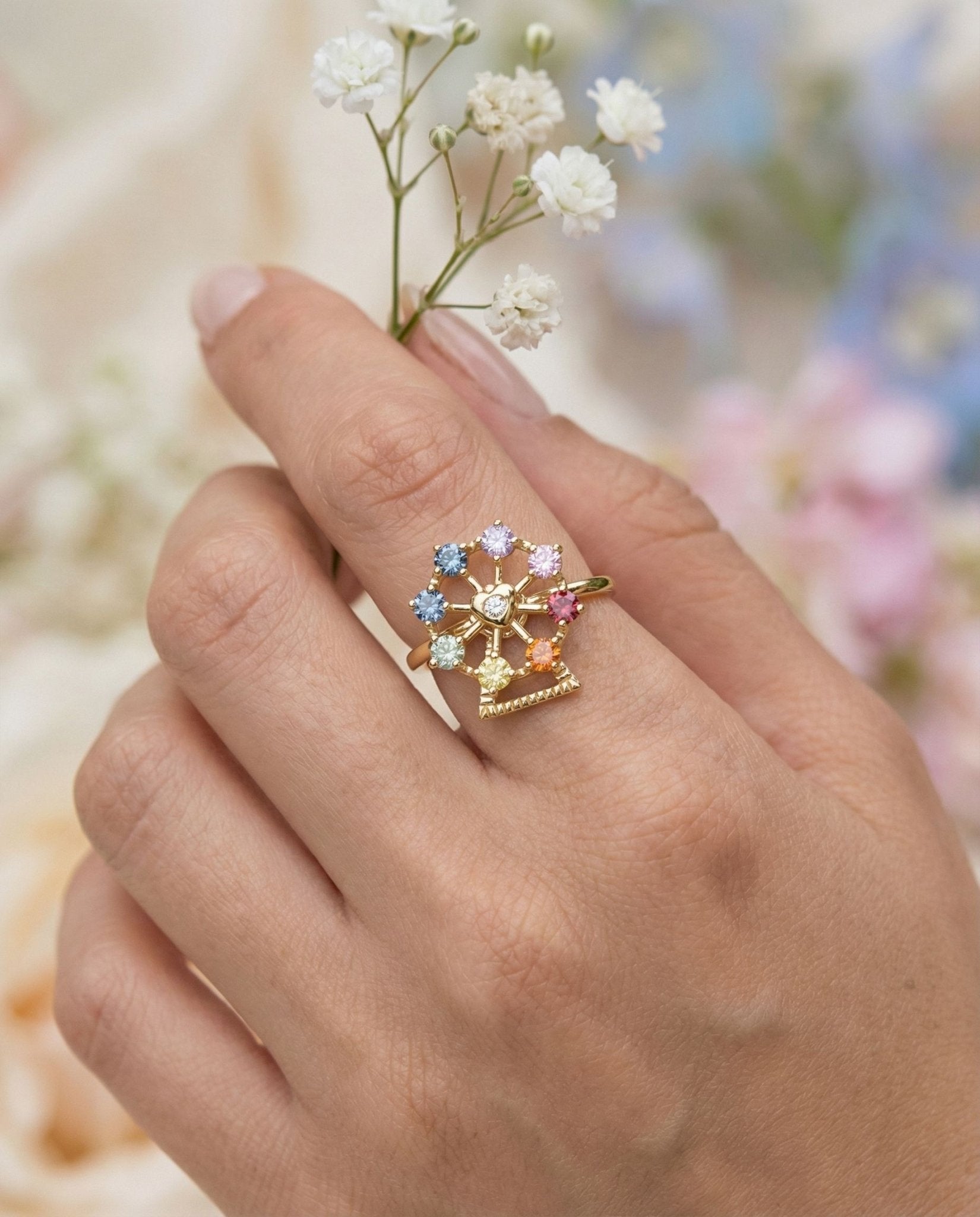 Spinning Ferris Wheel Ring (Moissanite) - Love Estella