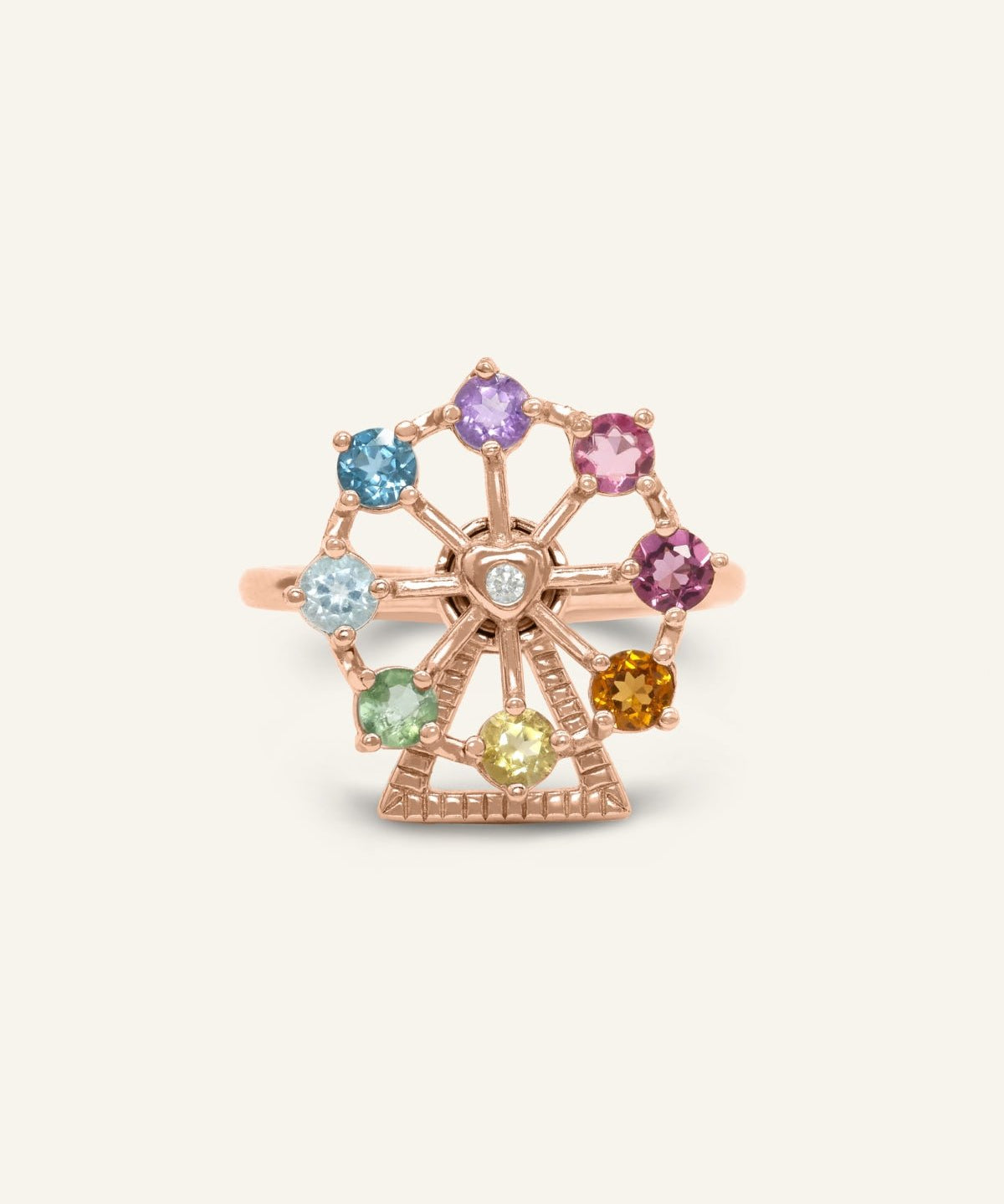 Spinning Ferris Wheel Ring (Semi - Precious Gems) - Love Estella