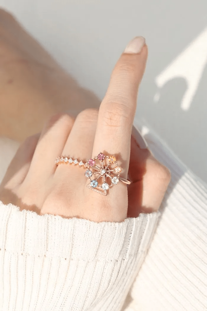 Spinning Ferris Wheel Ring (Semi - Precious Gems) - Love Estella