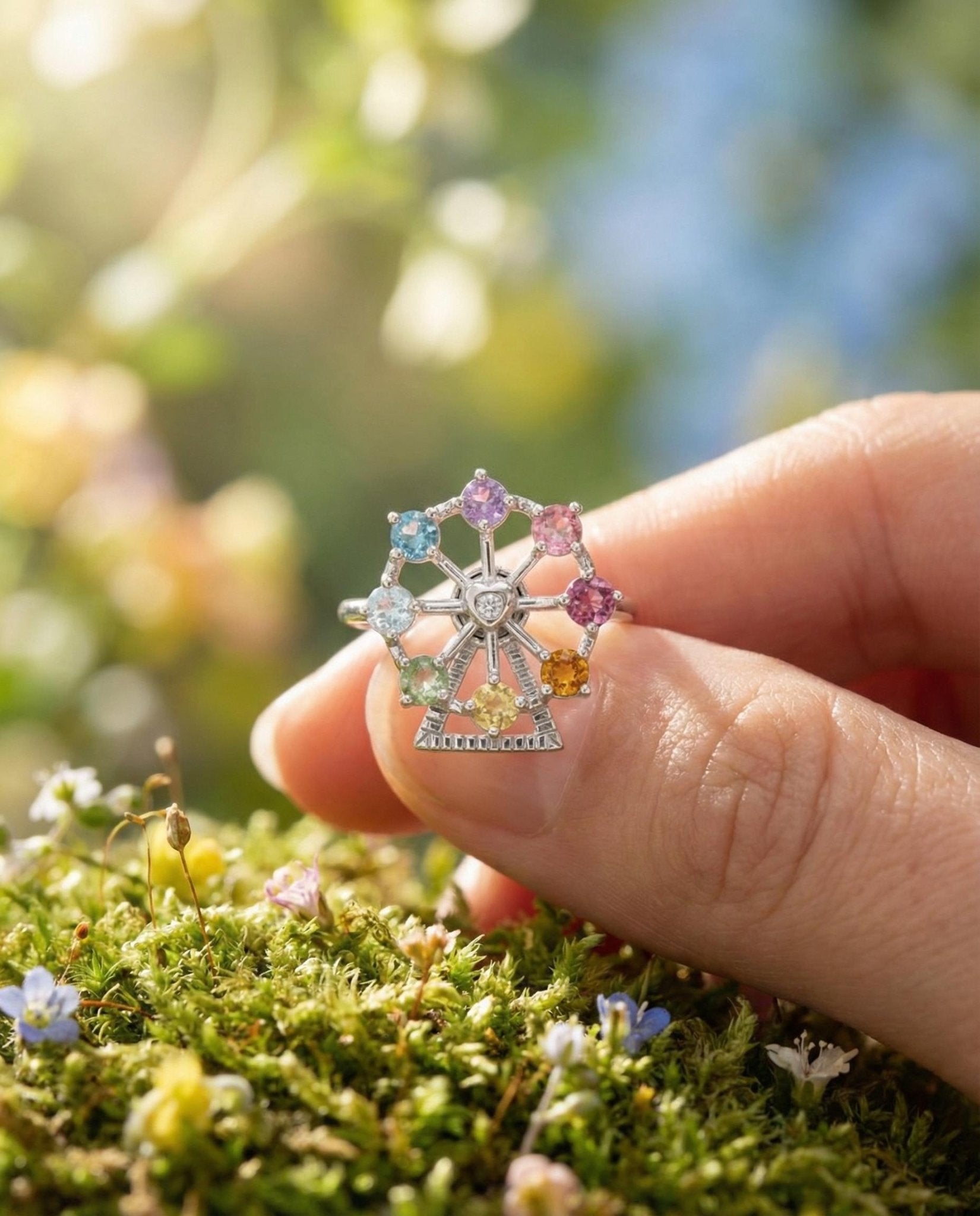 Spinning Ferris Wheel Ring (Semi - Precious Gems) - Love Estella