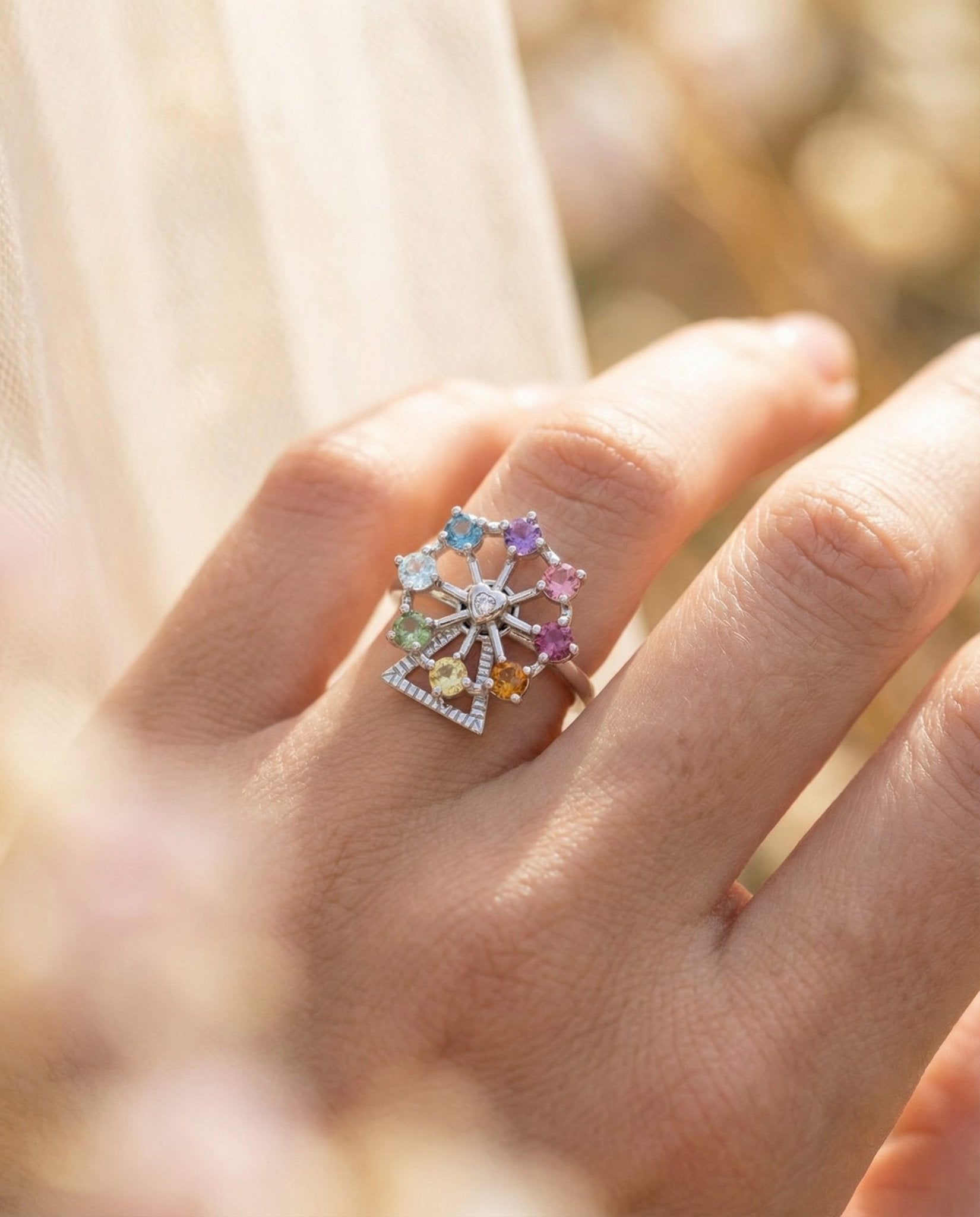 Spinning Ferris Wheel Ring (Semi - Precious Gems) - Love Estella