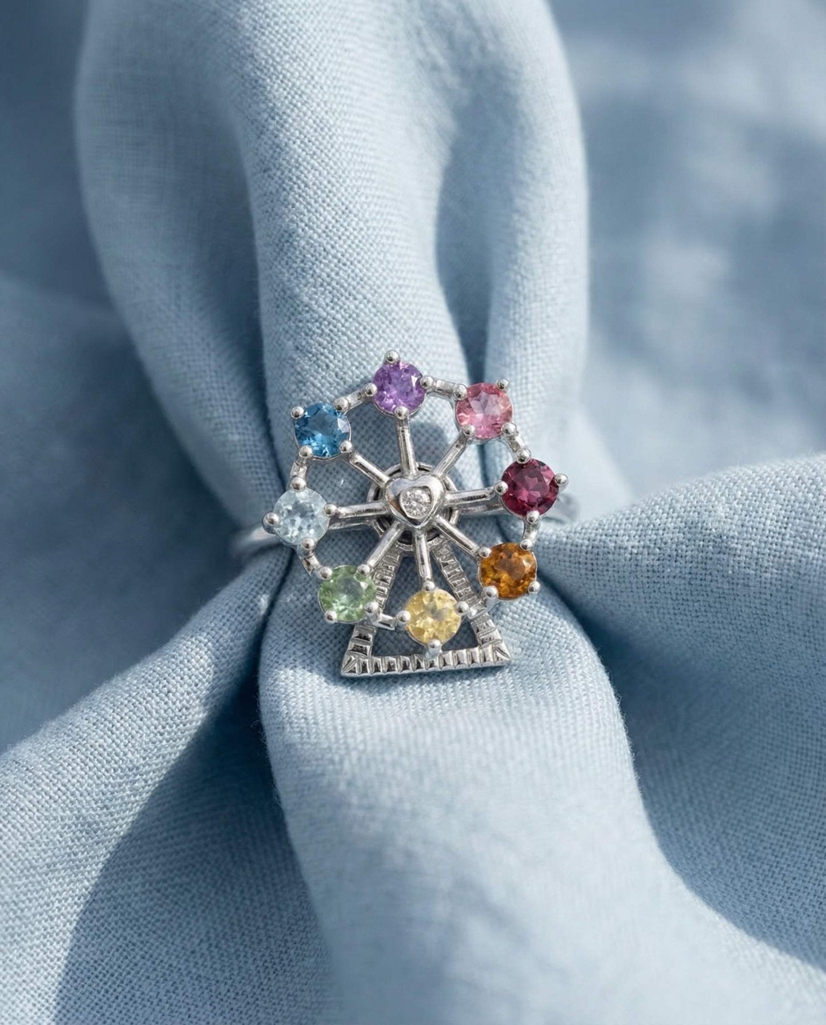 Spinning Ferris Wheel Ring (Semi - Precious Gems) - Love Estella