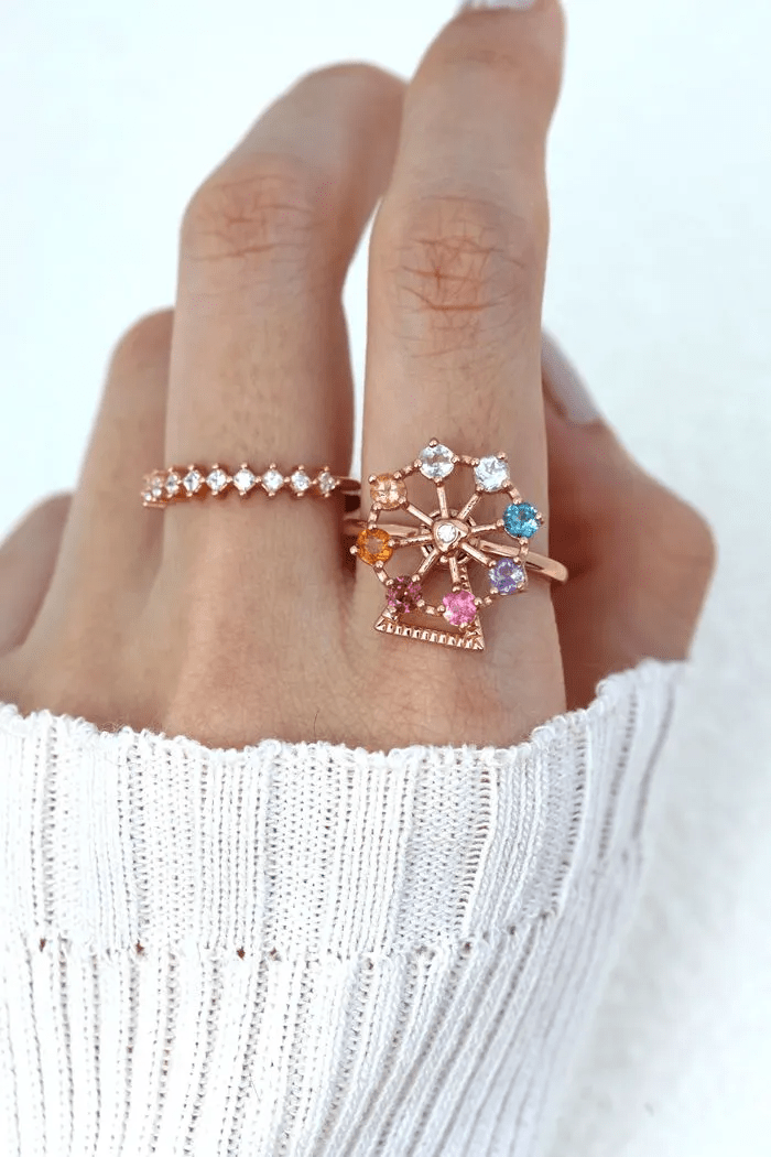 Spinning Ferris Wheel Ring (Semi - Precious Gems) - Love Estella