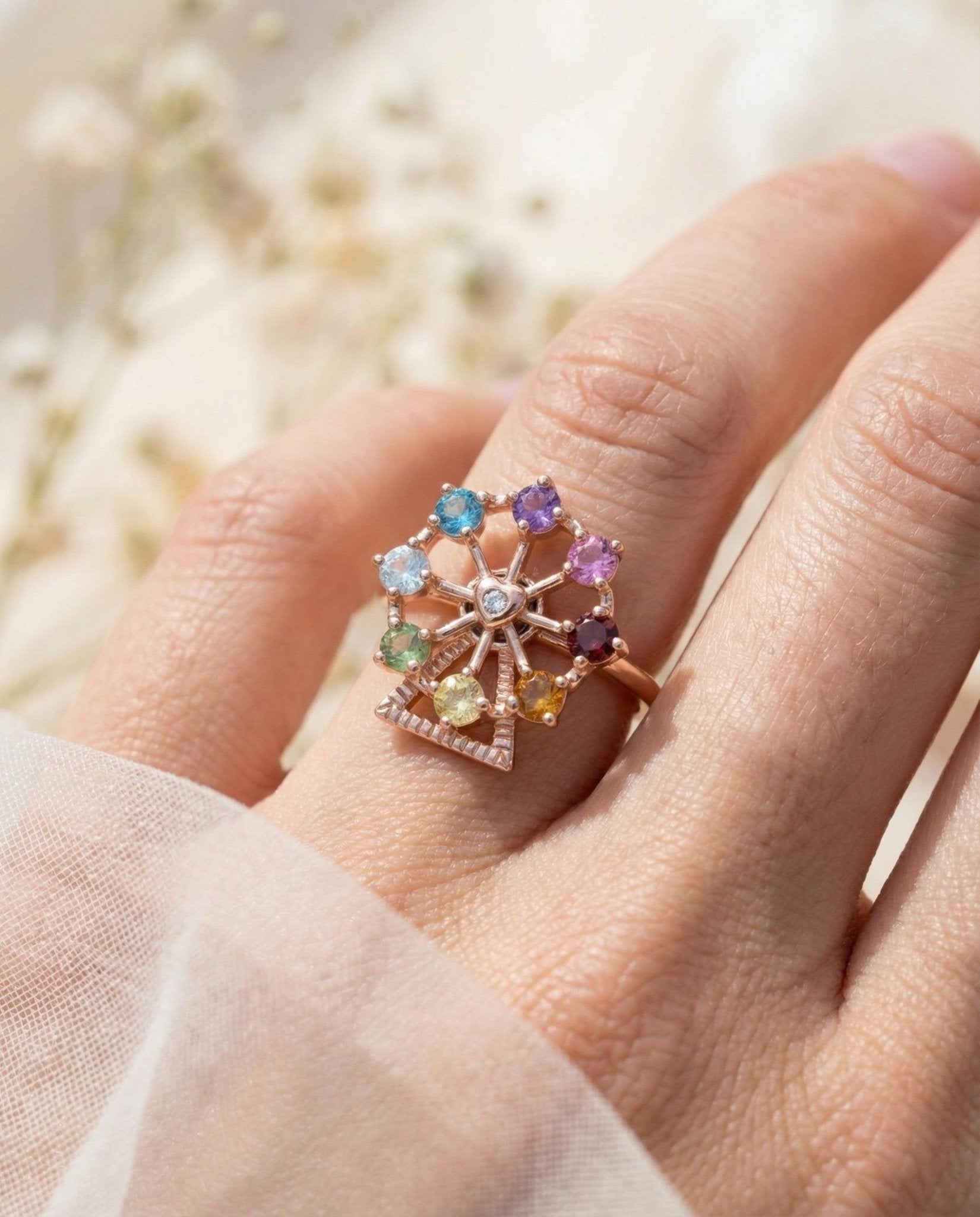 Spinning Ferris Wheel Ring (Semi - Precious Gems) - Love Estella