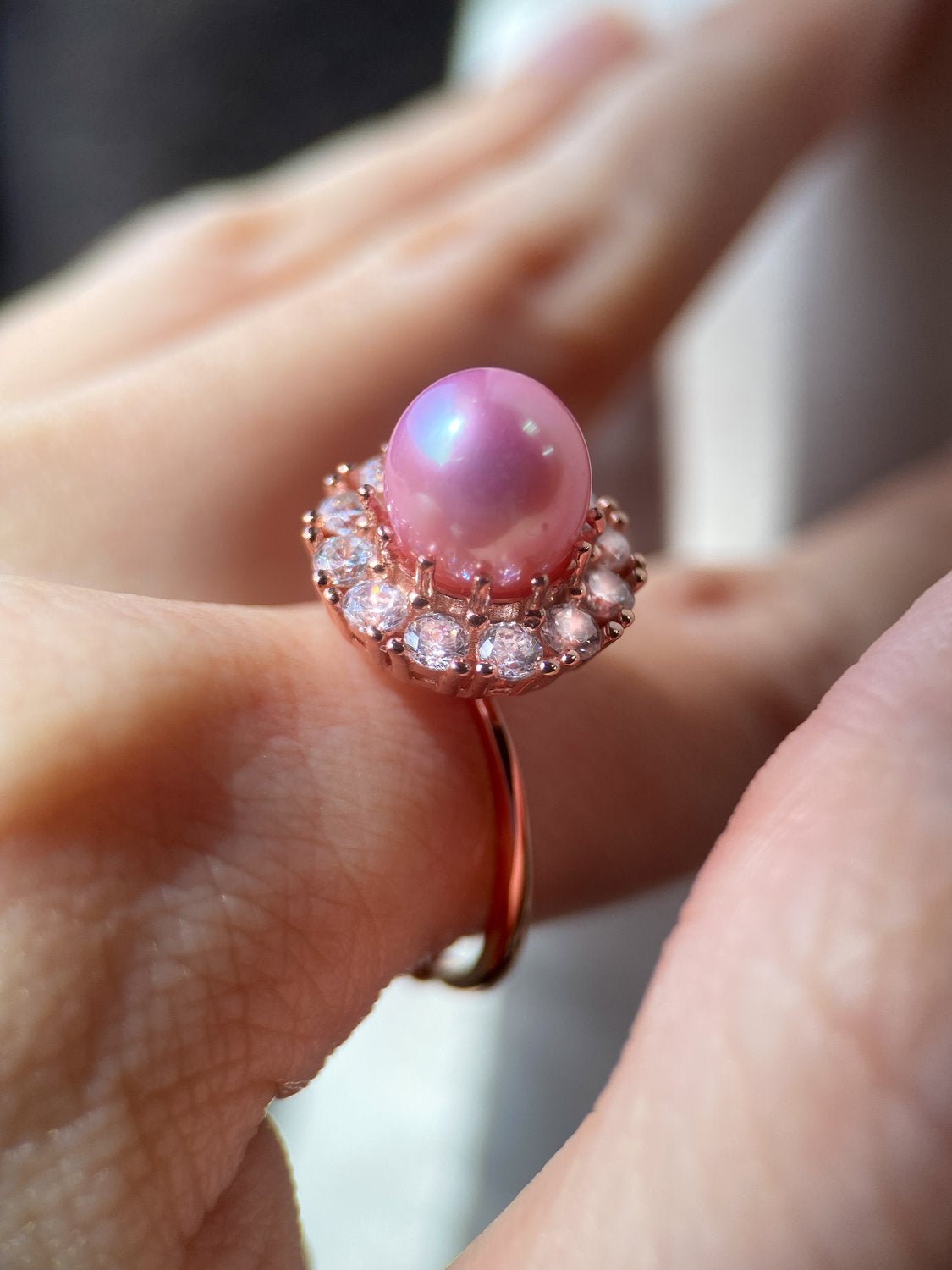 Spinning Freshwater Pink Pearl Ring - Love Estella