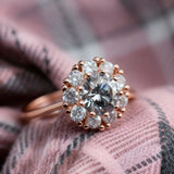 Spinning Grey Moissanite Halo Ring - Love Estella