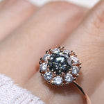 Spinning Grey Moissanite Halo Ring - Love Estella