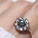Spinning Grey Moissanite Halo Ring - Love Estella