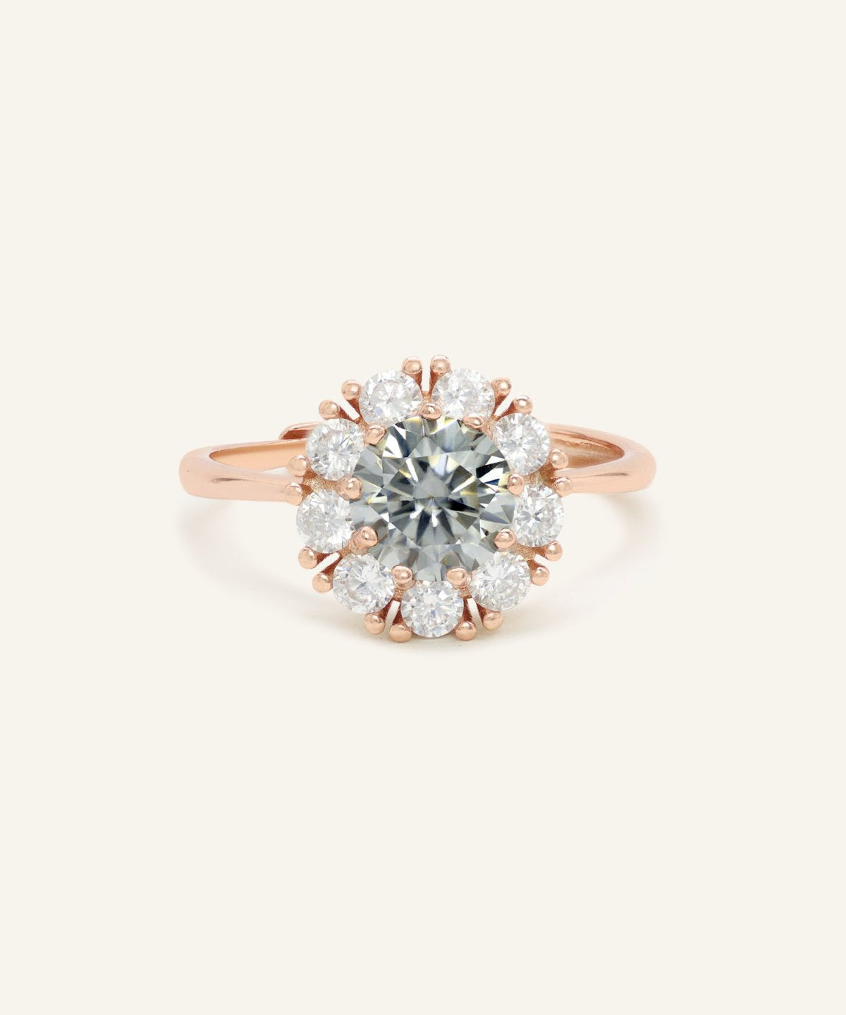 Spinning Grey Moissanite Halo Ring - Love Estella