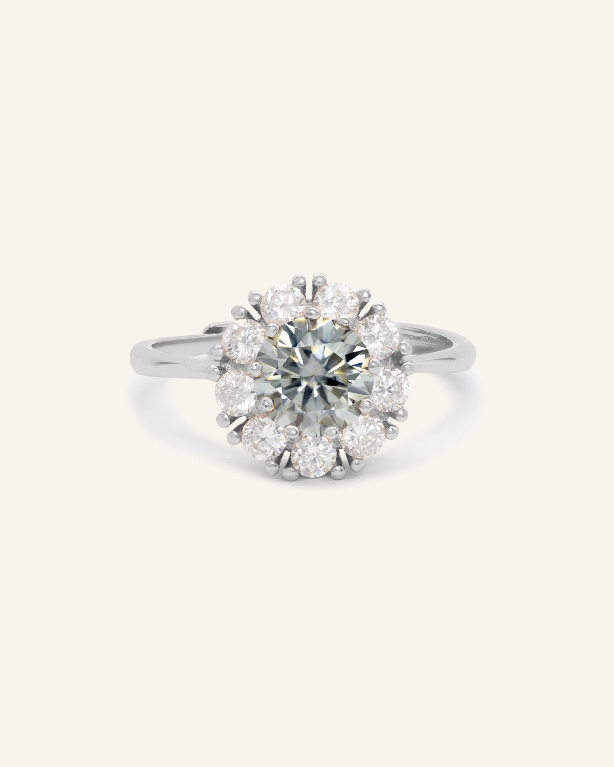 Spinning Grey Moissanite Halo Ring - Love Estella