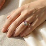 Spinning Rainbow Heart Halo Ring
