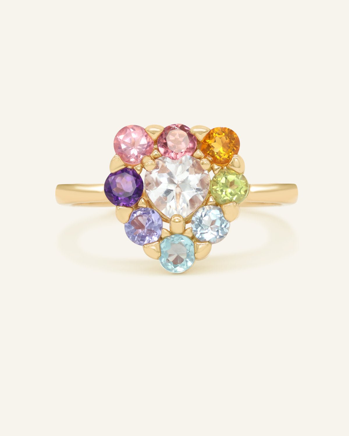 Spinning Rainbow Heart Halo Ring - Love Estella