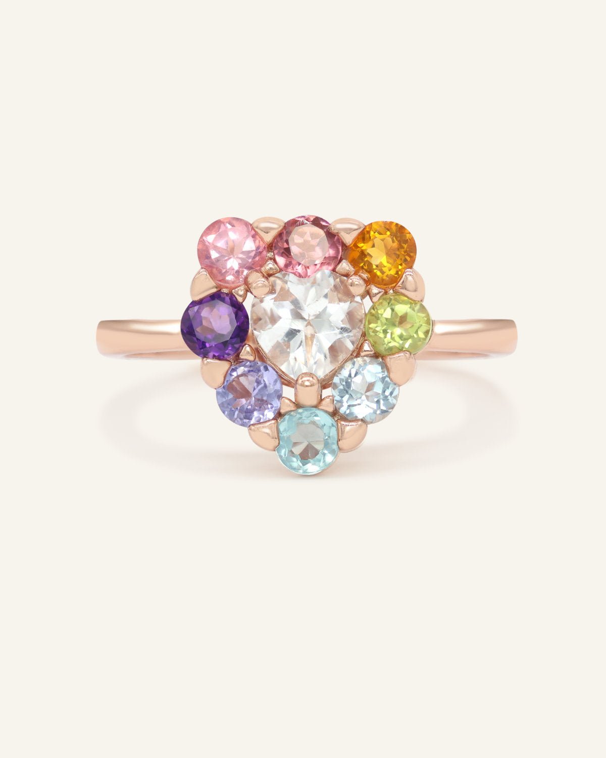 Spinning Rainbow Heart Halo Ring - Love Estella