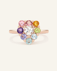 Spinning Rainbow Heart Halo Ring - Love Estella