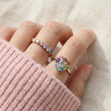 Spinning Rainbow Heart Halo Ring