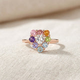 Spinning Rainbow Heart Halo Ring