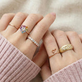 Spinning Rainbow Heart Halo Ring