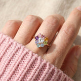 Spinning Rainbow Heart Halo Ring