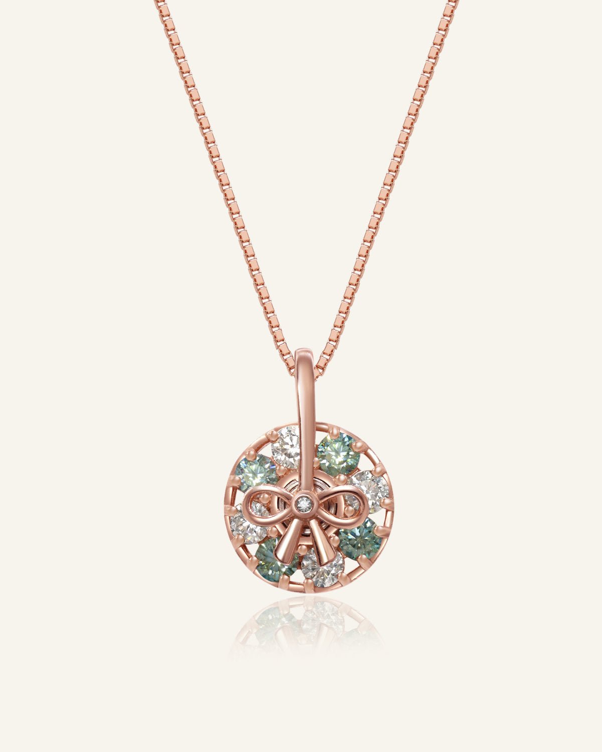 Spinning Ribbon Twirl Necklace (Green & White Moissanite) - Love Estella
