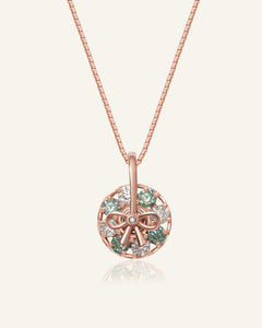 Spinning Ribbon Twirl Necklace (Green & White Moissanite) - Love Estella