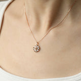 Spinning Ribbon Twirl Necklace (Green & White Moissanite) - Love Estella