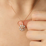 Spinning Ribbon Twirl Necklace (Green & White Moissanite) - Love Estella