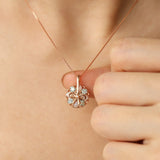 Spinning Ribbon Twirl Necklace (Green & White Moissanite) - Love Estella