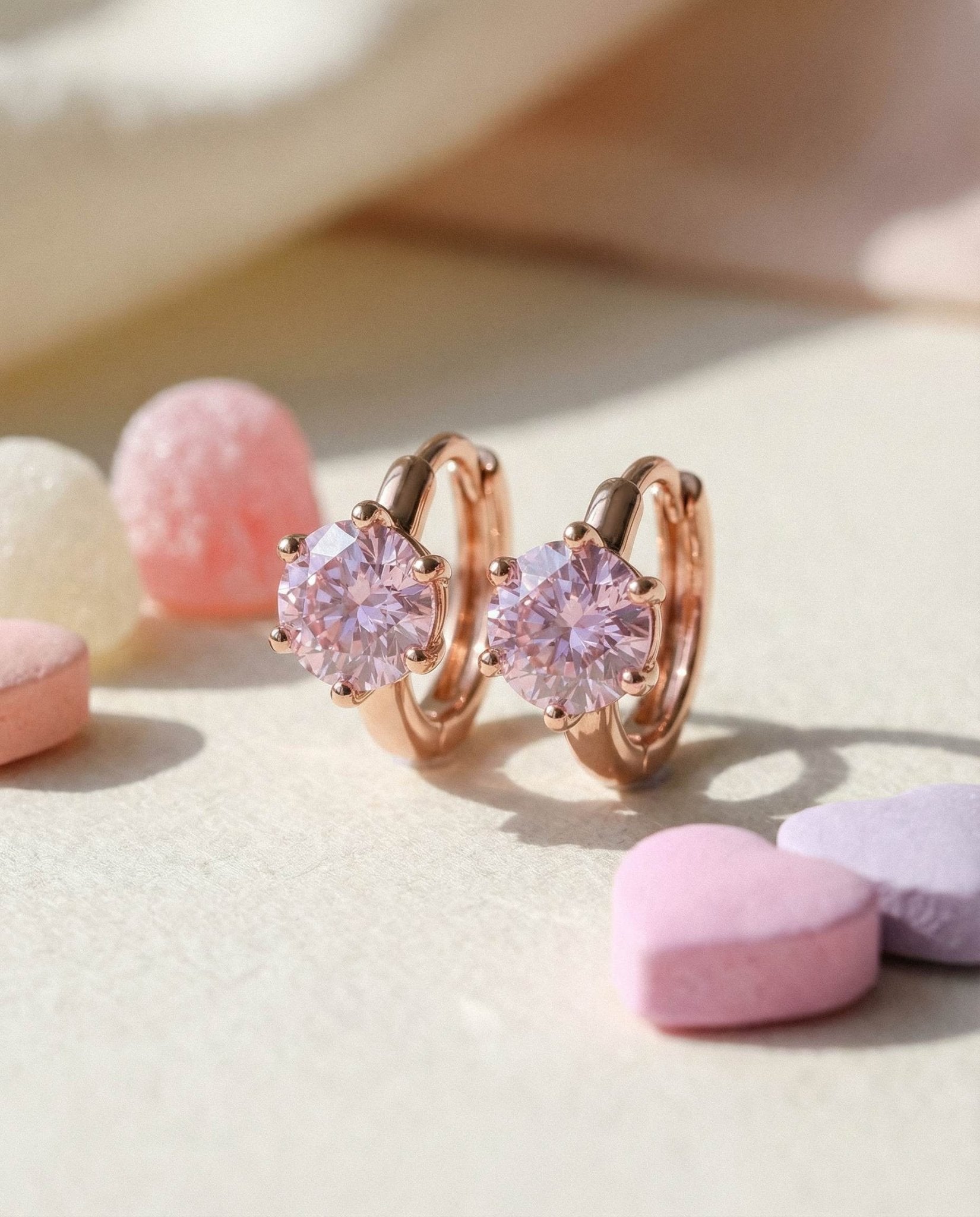 Sugar Lilac 1 - Carat Moissanite Huggies - Love Estella