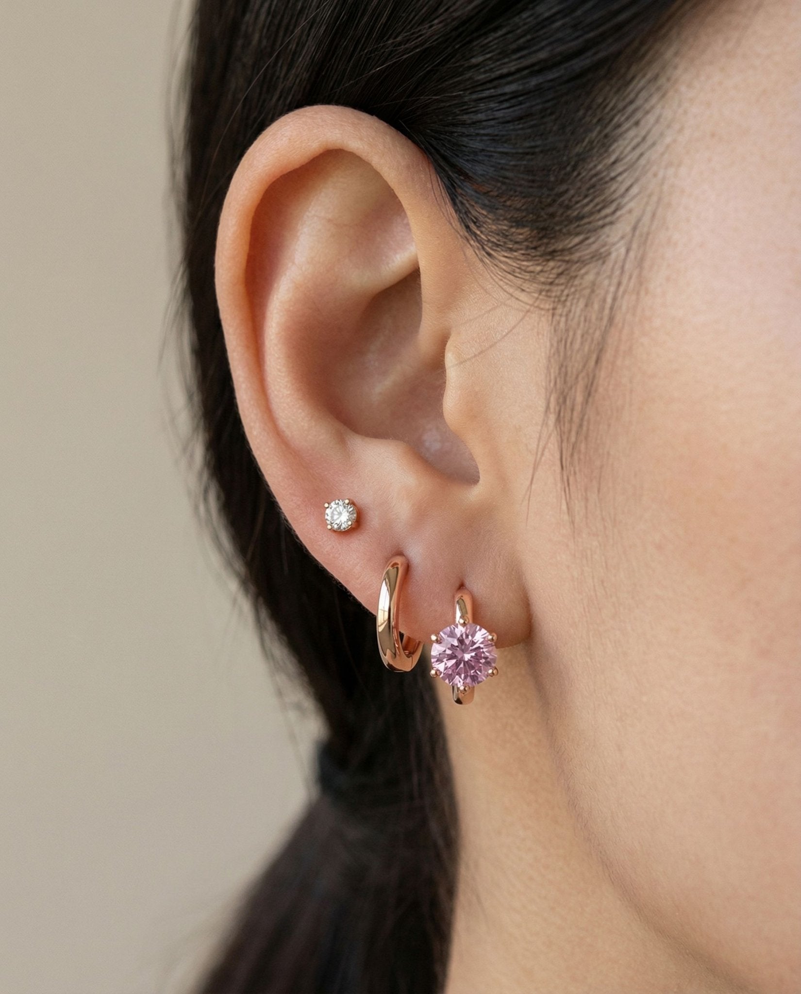 Sugar Lilac 1 - Carat Moissanite Huggies - Love Estella