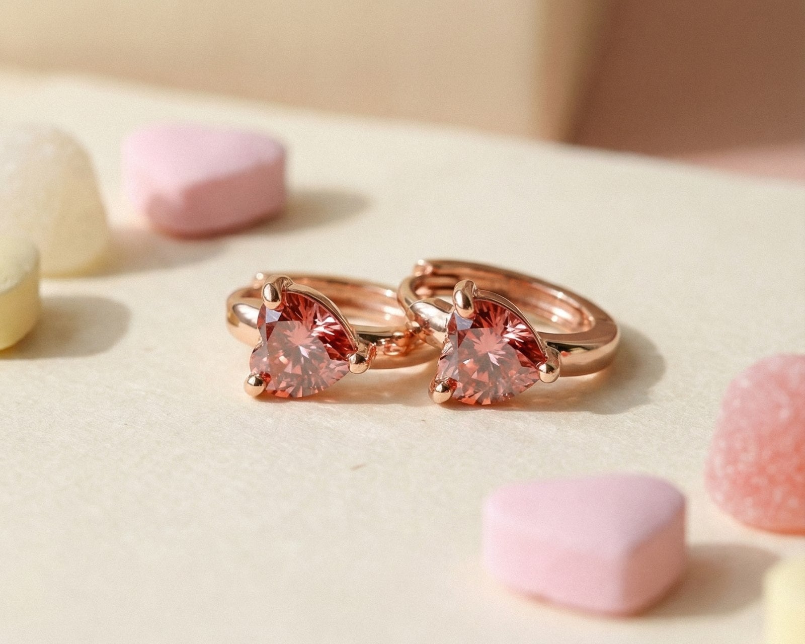 Sweetheart Huggies (0.5 Carat) – Sunset Rose - Love Estella