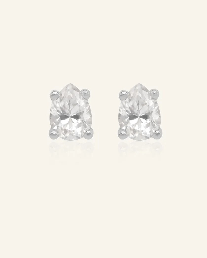 Teardrop White Moissanite Studs - Love Estella