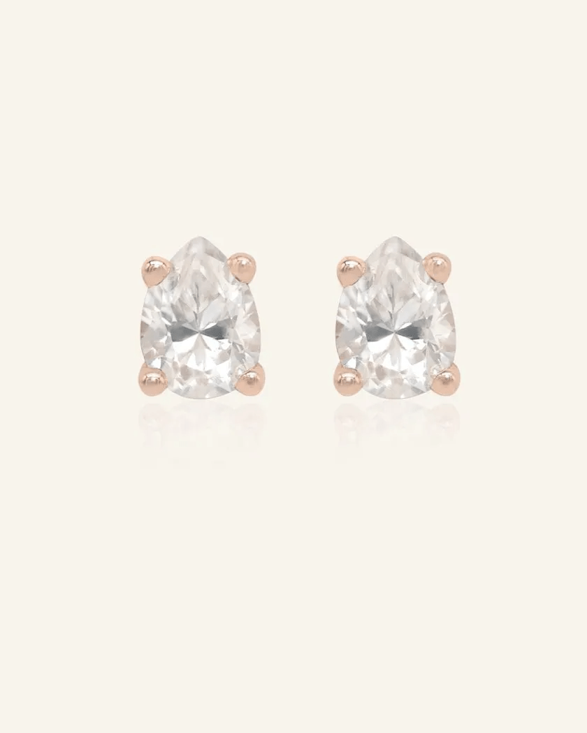 Teardrop White Moissanite Studs - Love Estella