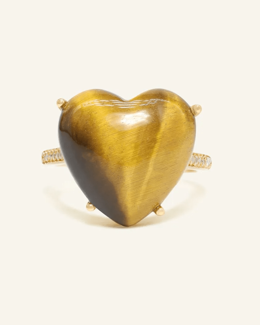 Tiger Eye Heart Ring - Love Estella