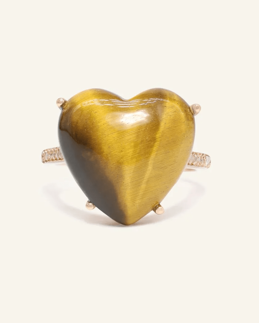 Tiger Eye Heart Ring - Love Estella