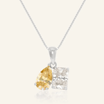 Toi et Moi Moissanite Necklace (Champagne & White) - Love Estella