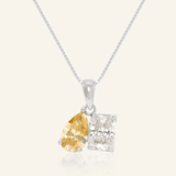 Toi et Moi Moissanite Necklace (Champagne & White) - Love Estella