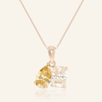 Toi et Moi Moissanite Necklace (Champagne & White) - Love Estella