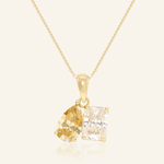 Toi et Moi Moissanite Necklace (Champagne & White) - Love Estella