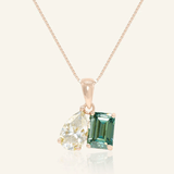 Toi et Moi Moissanite Necklace (White & Green) - Love Estella