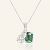 Toi et Moi Moissanite Necklace (White & Green) - Love Estella