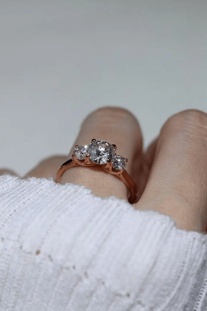 Trilogy Moissanite Ring by Elate - Love Estella