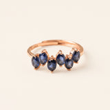 Wave Sapphire Ring in rose gold with six natural blue sapphires