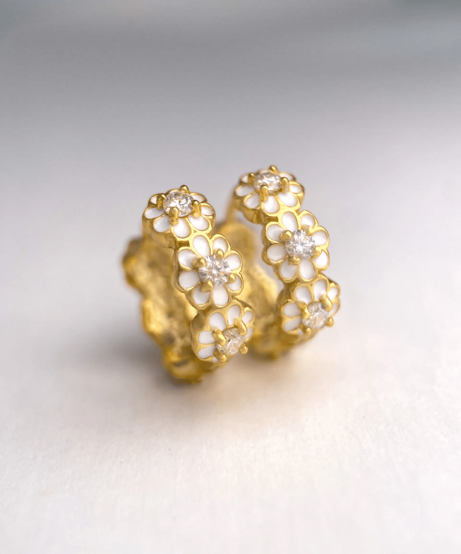 White Daisy Huggies (Moissanite) - Love Estella