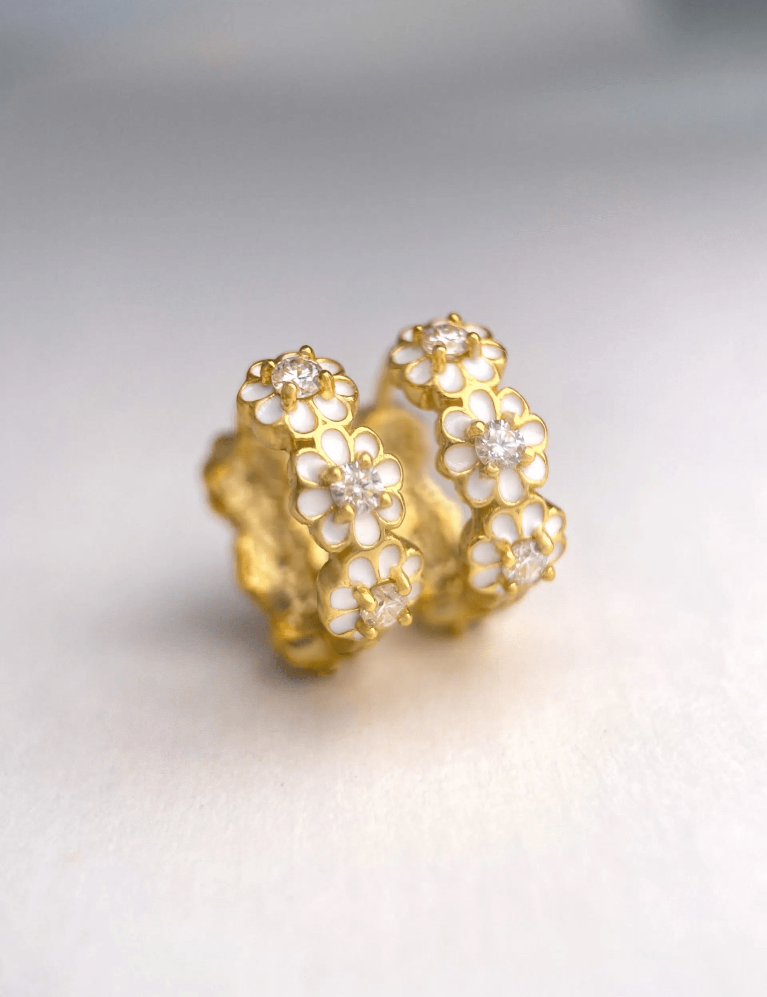 White Daisy Huggies (Moissanite) - Love Estella