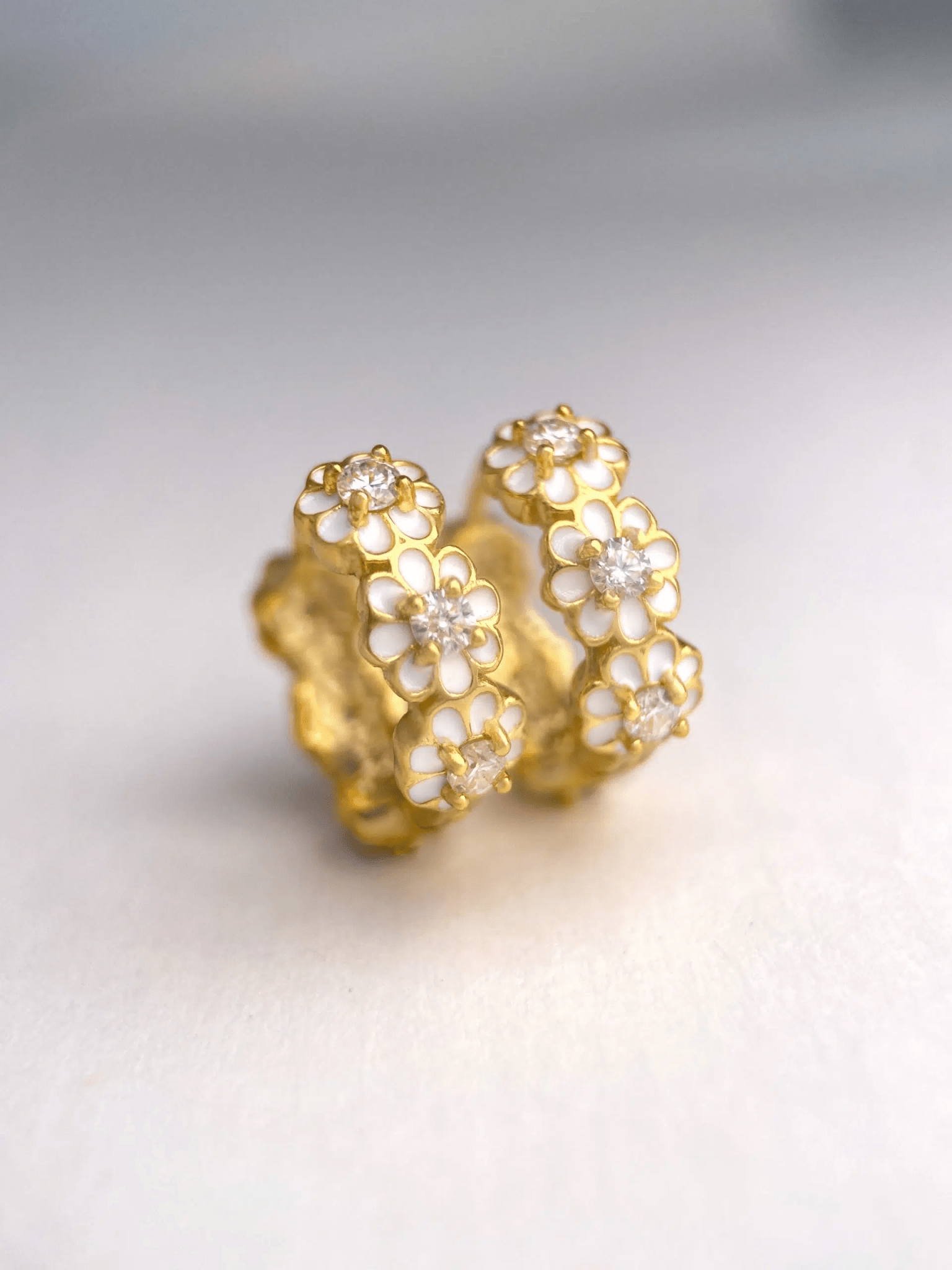 White Daisy Huggies (Moissanite) - Love Estella
