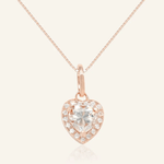 White Moissanite Heart Halo Necklace by Elate - Love Estella
