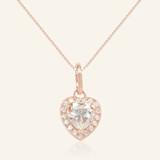 White Moissanite Heart Halo Necklace by Elate - Love Estella