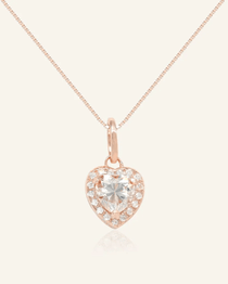 White Moissanite Heart Halo Necklace by Elate - Love Estella